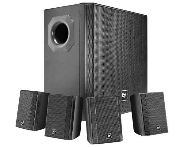 EVID S44 Wall Mount Speaker System (1x 40S Sub 4x EVID2.1) Black