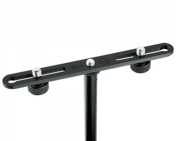 K&M 23550 2-Mic Microphone Bar with 3/8 Locking Screws - Main Image