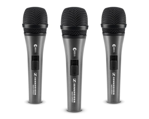 Sennheiser e835S 3-PACK Dynamic Cardioid Vocal Microphone with Switch - Main Image