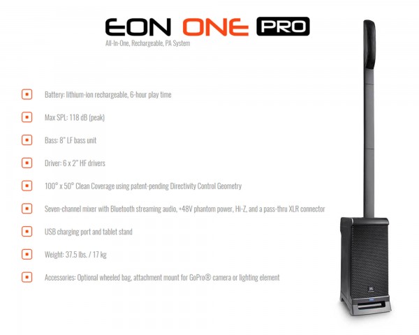 JBL EON ONE PRO rechargeable all-in-one portable PA system now available