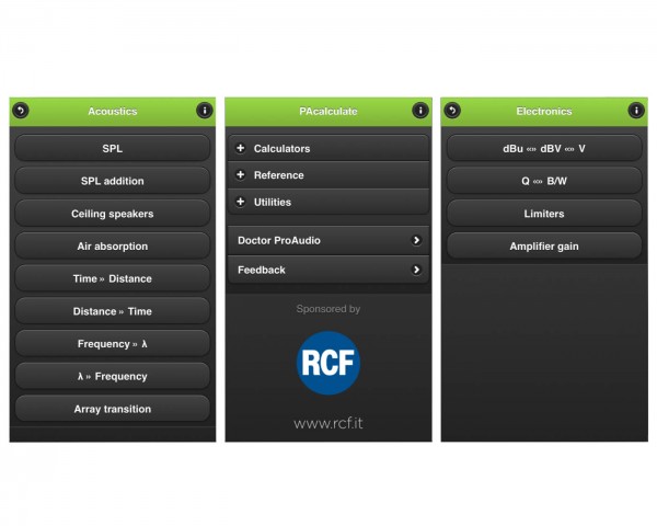 RCF Sponsors PAcalculate App for Pro Audio Industry
