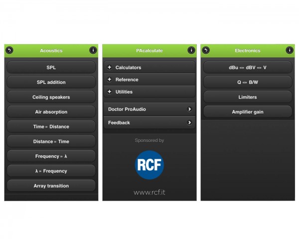 Rcf Sponsors Pacalculate App For Pro Audio Industry Leisuretec