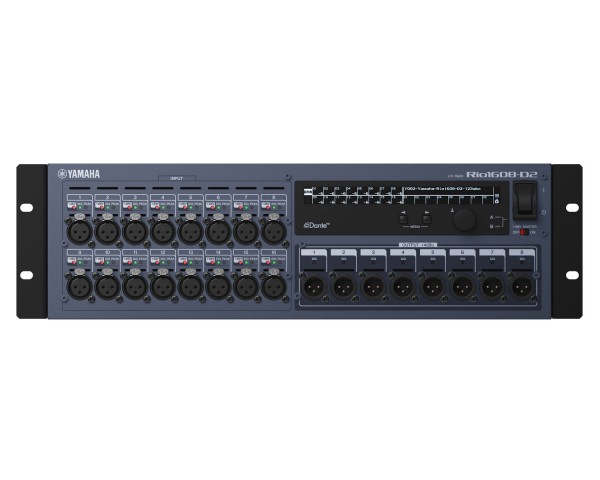 Yamaha RIO1608D2 Dante Network Rack 16in/8out with Dual PSU and OLED - Main Image