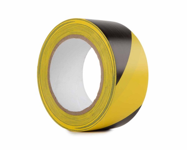 Le Mark PVC Hazard Warning Tape 50mm x 33m BLACK/YELLOW Stripe - Main Image