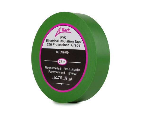 Le Mark PVC Electrical Insulation Tape 19mm x 33m GREEN - Main Image