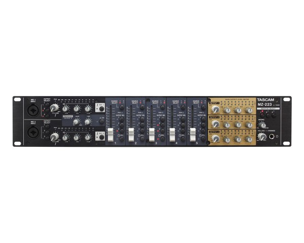 TASCAM MZ-223 3-Zone Install Mixer with 5-Line and 2-Mic Inputs 2U - Main Image