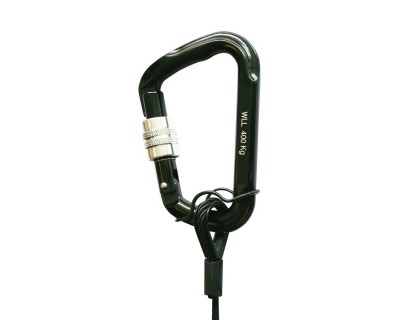 T2844001 36Kg Safety Wire 600mm with M8 Carabiner Hook BLACK, Doughty