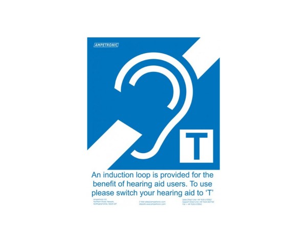 Ampetronic Deaf Aid Adhesive Sign Small (A6) - Main Image
