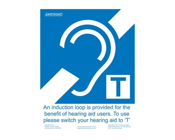 Ampetronic Deaf Aid Adhesive Sign Large (A4) - Main Image