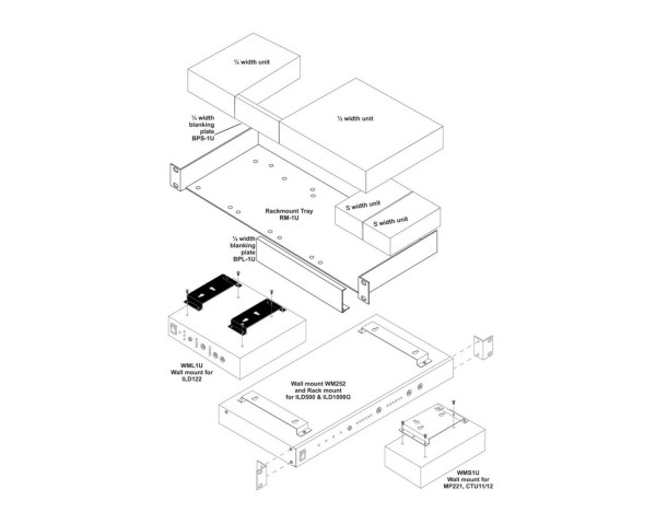 Ampetronic WML-1U PAIR of Wall Brackets for ILD122 ILD300 and MP522 - Main Image