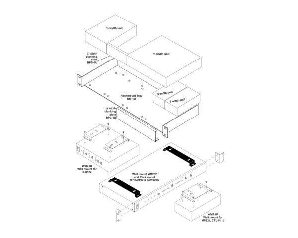 Ampetronic WMF-1U PAIR of Wall Brackets for ILD500 and LD1000G - Main Image