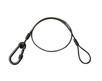 T22001 15Kg 585mm Safety Wire with M6 Carabiner Hook BLACK
