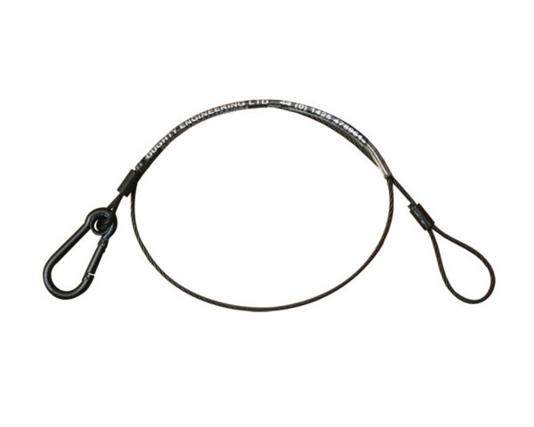 Doughty T2840001 5Kg 500mm Safety Wire with M4 Carabiner Hook BLACK - Main Image