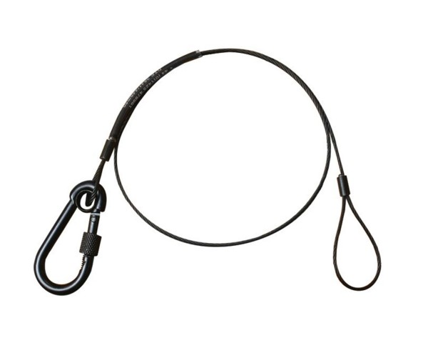 Doughty T2841001 20kg 600mm Safety Wire with M6 Carabiner Hook Black - Main Image