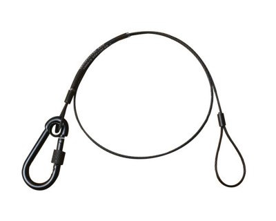 T2841001 20kg 600mm Safety Wire with M6 Carabiner Hook Black