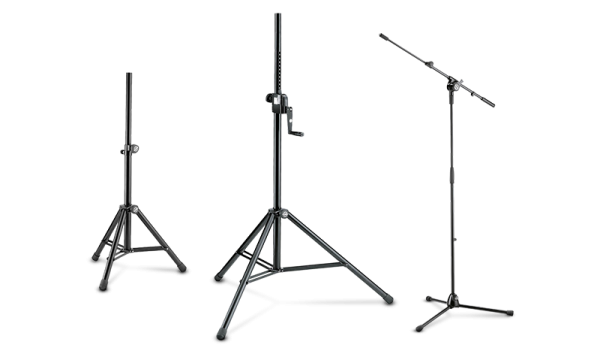 We offer a wide range of speaker stands, lighting stands, microphone stands and winch stands.