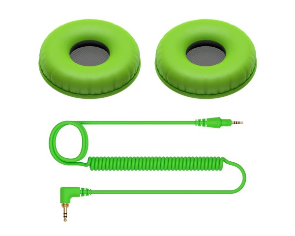 Pioneer DJ HC-CP08-G Coiled Cable and Ear Pads Pack for HDJ-CUE1 Green - Main Image