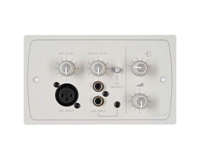 LM-2W Line/Mic/Remote Active Input Plate (use RJ45 + FPA-1) White