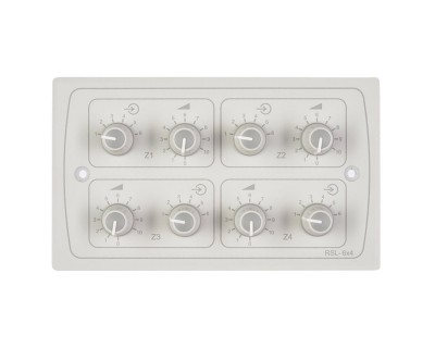 RSL-6x4W 4-Zone 6-Source / Volume Level Select Wall Plate White