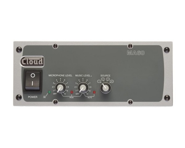 Cloud MA60T Mixer Amp 70/100VTransformer 4-Line/1-Mic Input 1/2 Rack - Main Image