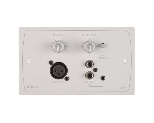Cloud DLM-1W DANTE Remote Line/Mic Active Input Wall Plate White - Main Image
