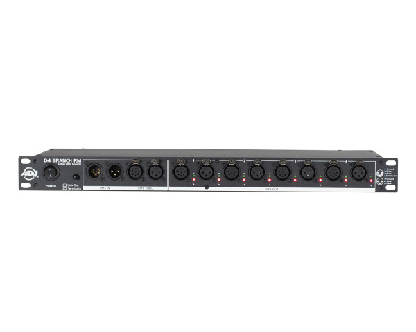 ADJ D4 Branch RM 4-Way Booster 2x XLR Inputs / 10x XLR Outputs 1U - Main Image