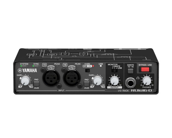 Yamaha RUio16-D I/O USB Dante Audio Interface with VST Rack Pro Software - Main Image