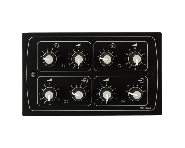 Cloud RSL-6x4B 4-Zone 6-Source / Volume Level Select Wall Plate Black - Main Image