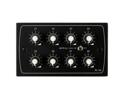 RL-1x8B 8-Zone Remote Volume Control Plate with Mute All Black