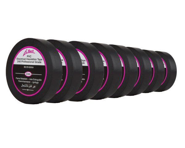 Le Mark PVC Electrical Insulation Tape 19mm x 33m BLACK *8 PACK* - Main Image