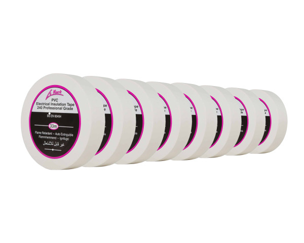 Le Mark PVC Electrical Insulation Tape 19mm x 33m WHITE *8 PACK* - Main Image