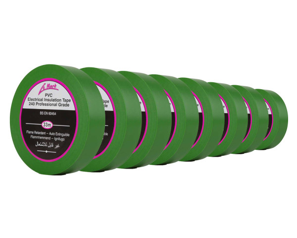 Le Mark PVC Electrical Insulation Tape 19mm x 33m GREEN *8 PACK* - Main Image