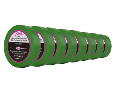 PVC Electrical Insulation Tape 19mm x 33m GREEN *8 PACK*