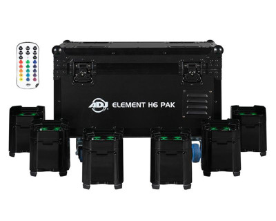 Element H6 Pak LED Uplighter 6 in Charging Flightcase IP54 Black