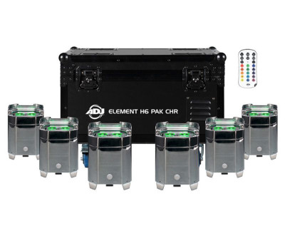 Element H6 Pak LED Uplighter 6 in Charging Flightcase IP54 Chrome