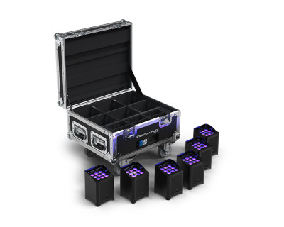 Freedom Flex H9 IP X6 Battery Uplighters in Road Case 6x Fixtures