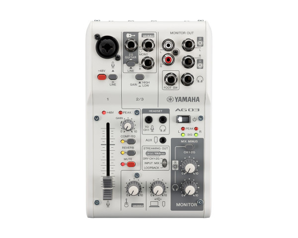 Yamaha AG03 MK2 3-Channel Mixer with USB Audio Interface White - Main Image