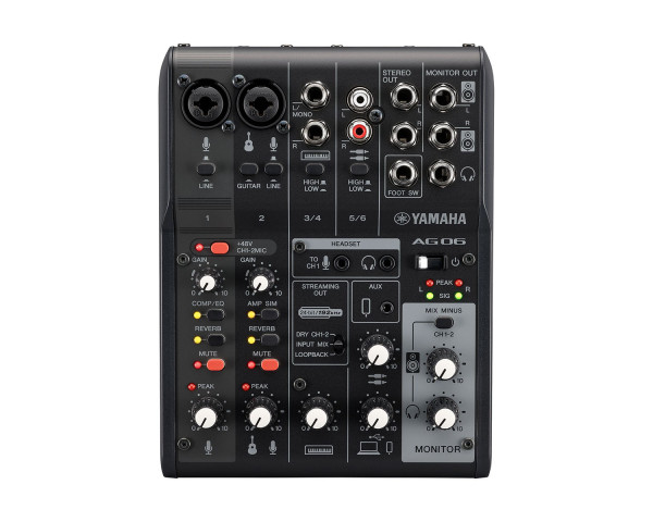 AG06 MK2 6-Channel Mixer with USB Audio Interface Black | Yamaha