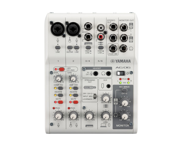 Yamaha AG06 MK2 6-Channel Mixer with USB Audio Interface White - Main Image