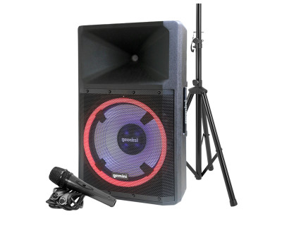 GSP-L2200PK 15" LED Loudspeaker System + Stand + Mic 2200W