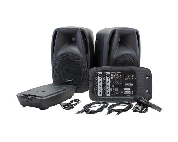 Gemini ES-210MX-BLU Portable PA System with 2x Speakers/ Amp/ Mixer/ Mic - Main Image