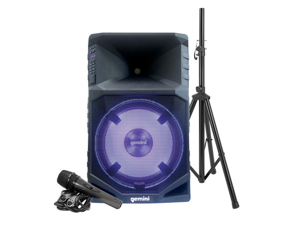 Gemini GSW-T1500PK 15 Battery Powered Bluetooth Speaker + Stand + Mic - Main Image
