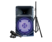 Gemini GSW-T1500PK 15 Battery Powered Bluetooth Speaker + Stand + Mic - Image 1