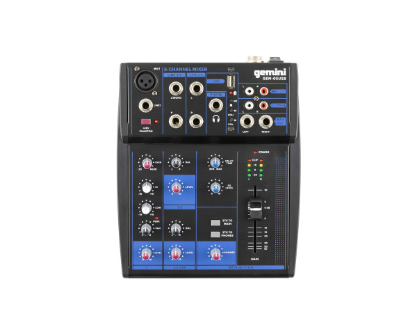 Gemini GEM-05USB Compact 5-Channel Bluetooth Mixer - Main Image