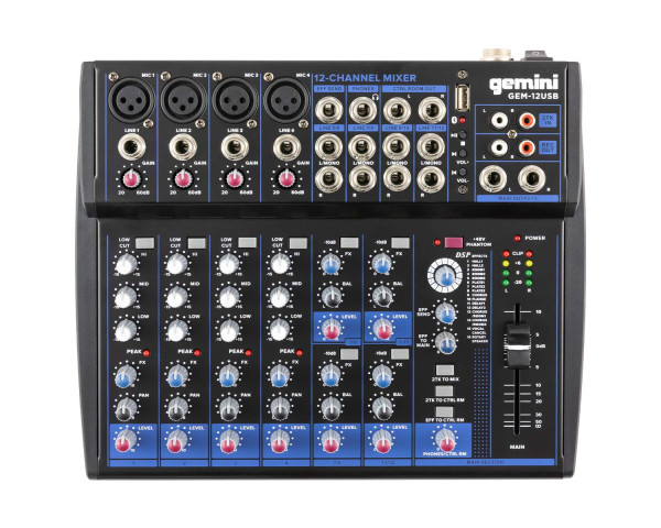 Gemini GEM-12USB Compact 12-Channel Bluetooth Mixer - Main Image