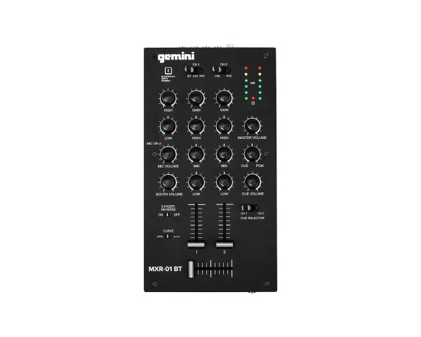 Gemini MXR-01BT 2-Channel Pro DJ Mixer with 3-Band EQ + Bluetooth - Main Image