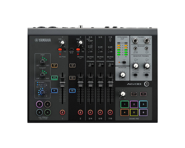 AG08 8-Channel Mixer with USB Audio Interface Black | Yamaha