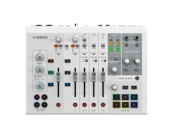 Yamaha AG08 8-Channel Mixer with USB Audio Interface White - Main Image