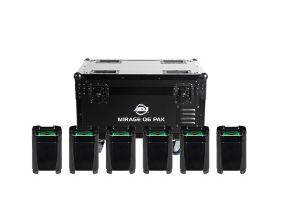 Mirage Q6 Pak LED Uplighter 6 in Charging Flightcase IP65 Black